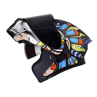 Foto 2 | Casco Roda Rush Azul Mate Warrior Mica Humo Abatible Svs