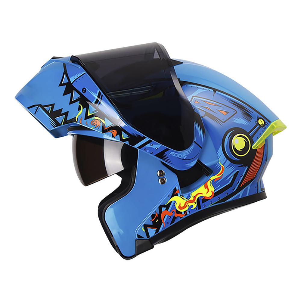 Foto 4 pulgar | Casco Roda Rush Azul Snapdragon Mica Humo Abatible Svs