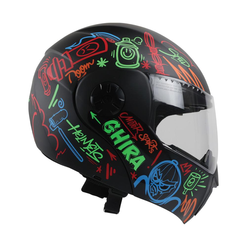 Foto 3 pulgar | Casco Ghira Gh-kids Multicolor Mate Graffiti Abatible Svs