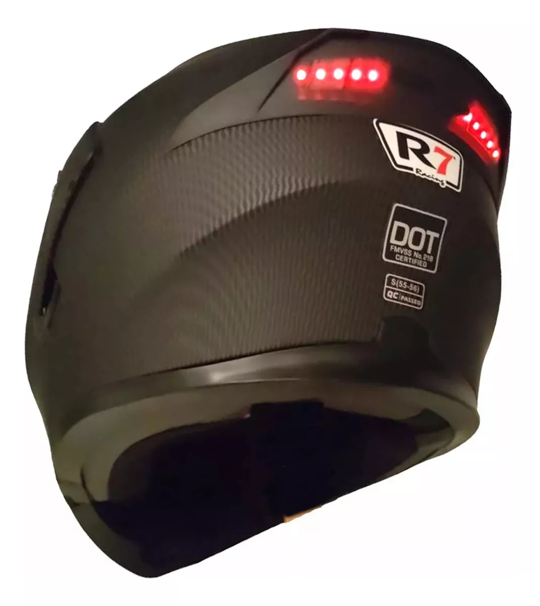 Foto 5 pulgar | Casco De Moto Abatible Luz Led Mate Certificado R7 Talla L Fibra Z Carbono, Negro