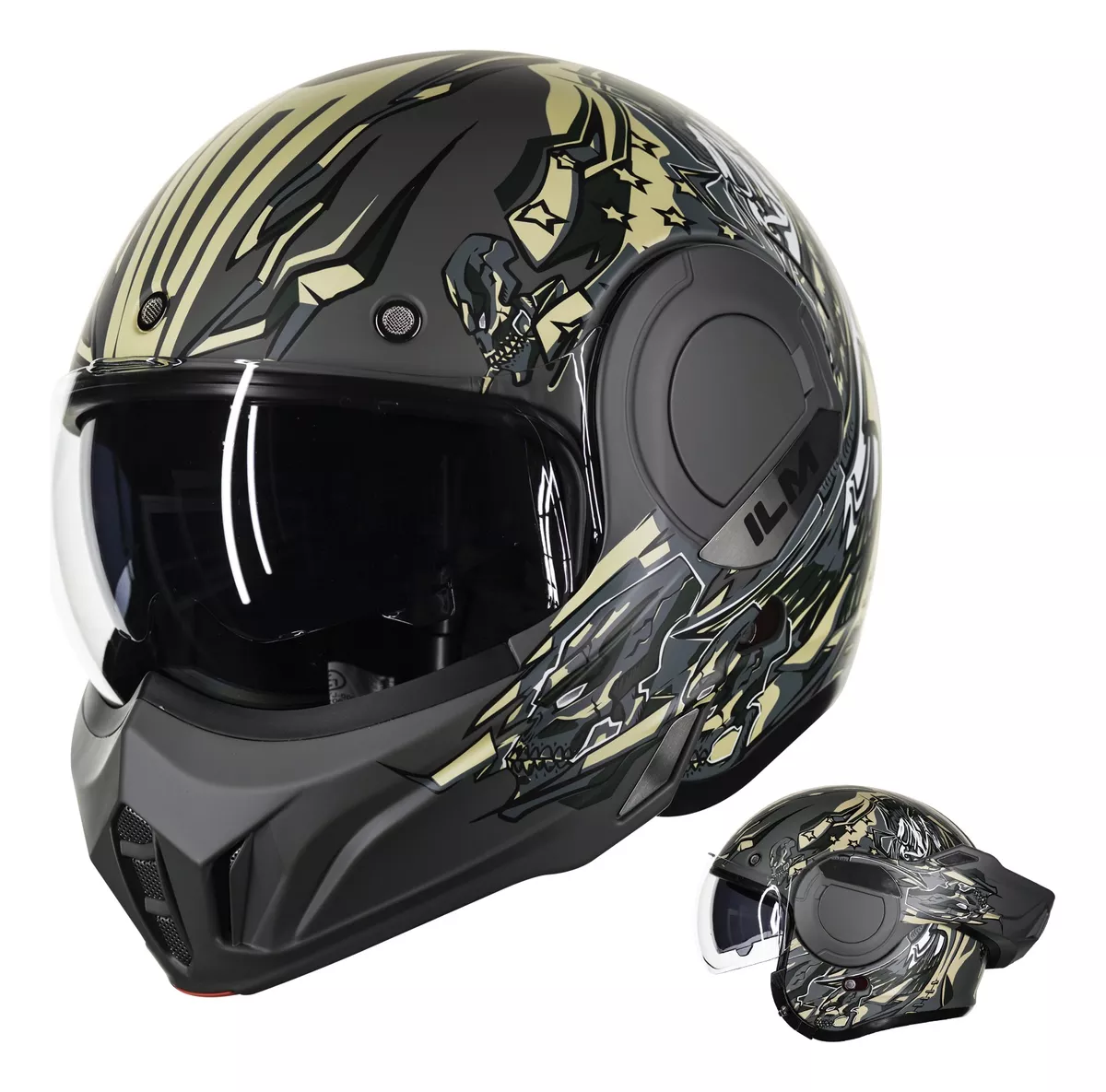 Casco Modular Para Moto Ilm B707 Army