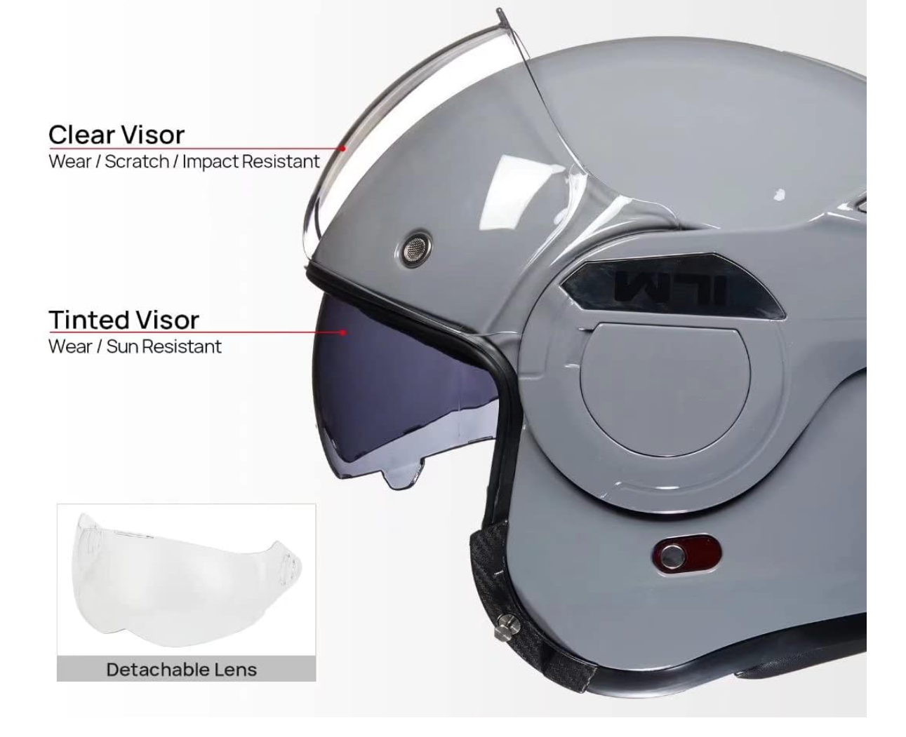 Foto 3 | Casco Modular Moto Ilm B707 Gris Mate