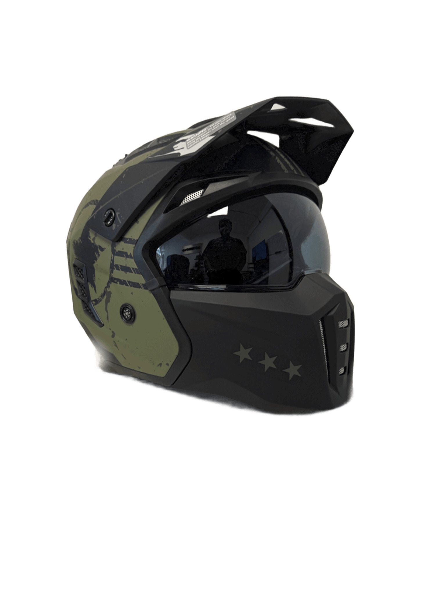 Foto 3 pulgar | Casco De Moto Abierto Ilm Z302 Army Gren