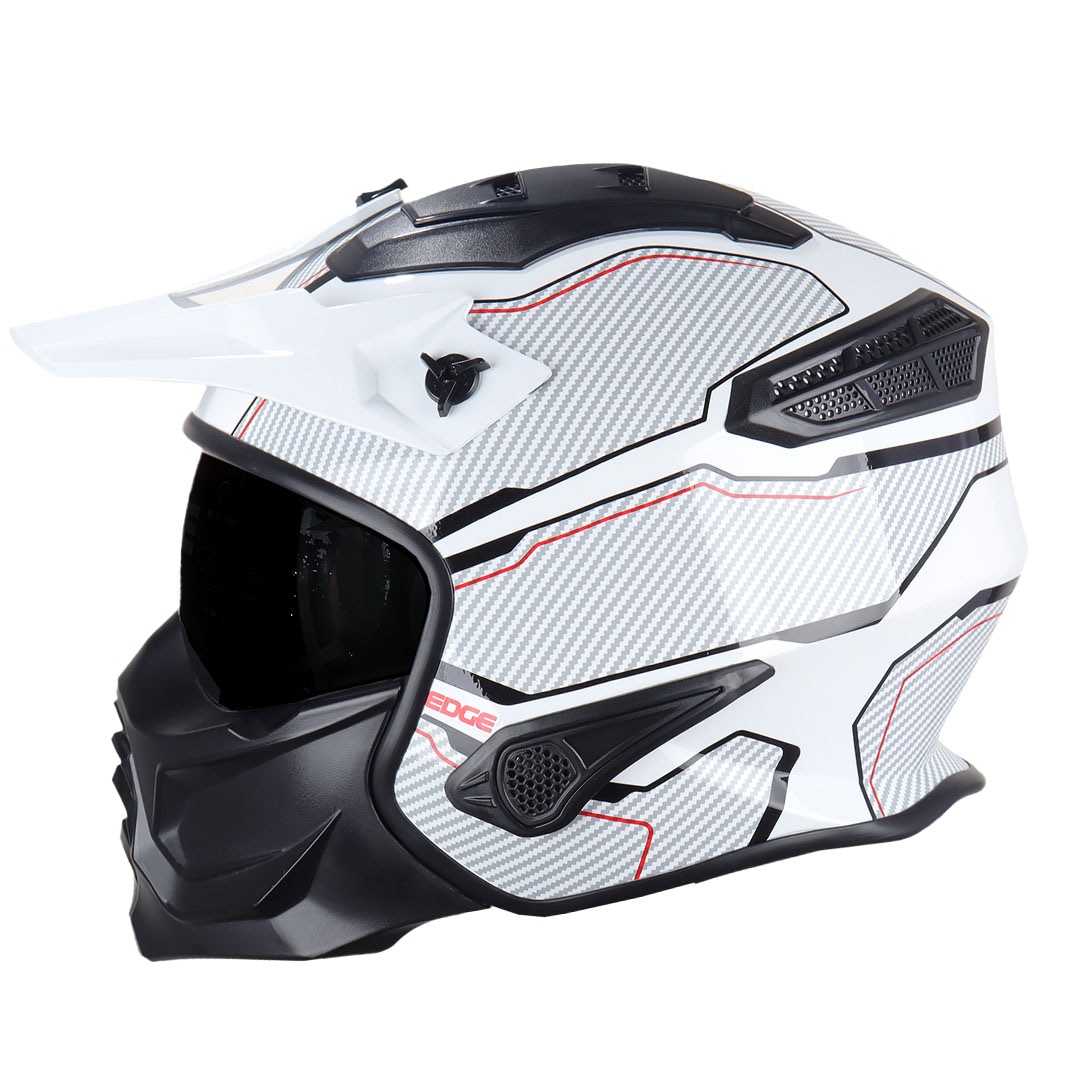 Edge Moto Edge Kombat Carbón Blanco Brillante Lux Certificado Dot $1,399