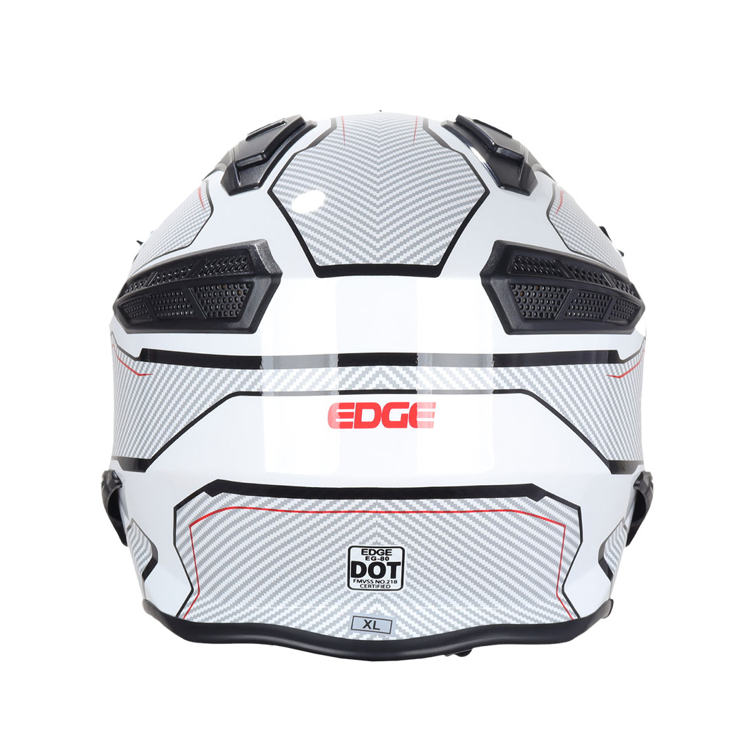 Foto 4 pulgar | Edge Moto Edge Kombat Carbón Blanco Brillante Lux Certificado Dot