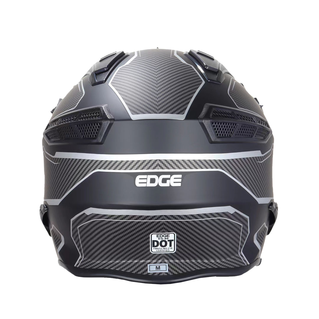 Foto 4 pulgar | Edge Moto Edge Kombat Carbón Gris Plata Mate Lux Certificado Dot