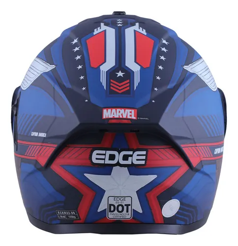 Foto 4 pulgar | Casco Edge Marvel Capitán América Abatible  Dot Ece