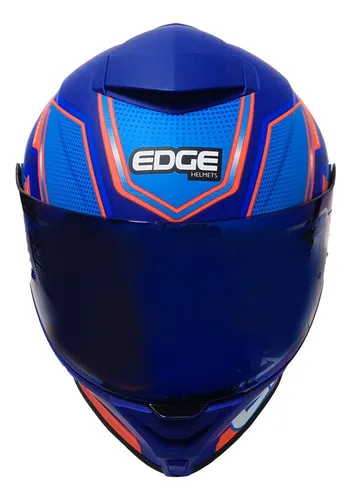 Foto 3 pulgar | Casco Moto Edge Integral Shangai Azul Con Rojo Matecertificado Dot Y Ece 2206