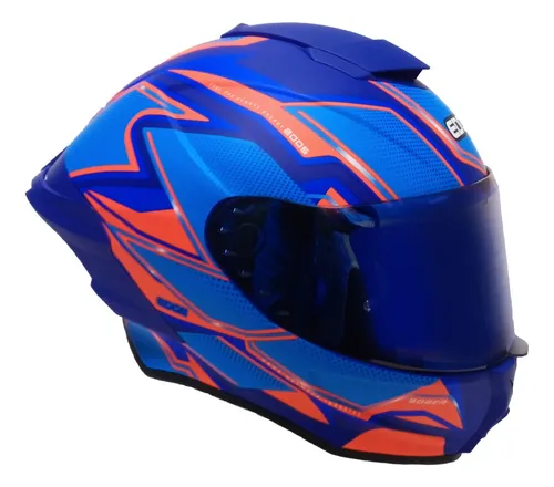 Foto 4 pulgar | Casco Moto Edge Integral Shangai Azul Con Rojo Matecertificado Dot Y Ece 2206