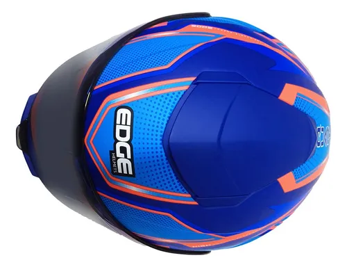 Foto 5 pulgar | Casco Moto Edge Integral Shangai Azul Con Rojo Matecertificado Dot Y Ece 2206