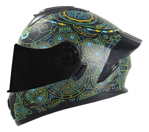 Foto 2 pulgar | Casco para Motociclista Edge Mediano Negro Abatible