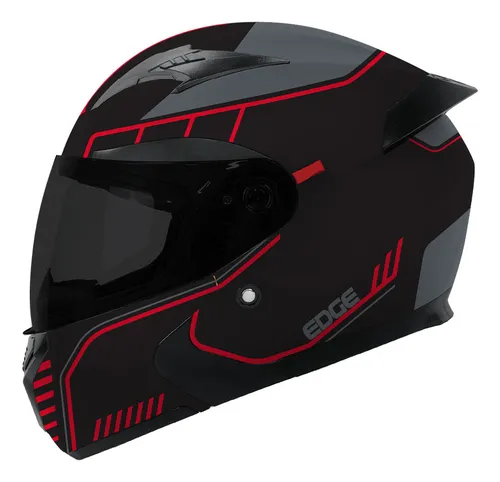Foto 2 pulgar | Casco para Motociclista Edge Mediano Negro Abatible