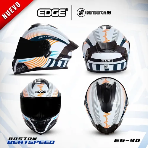 Foto 4 pulgar | Casco para Motociclista Edge Boston Beatspeed Cert Dot