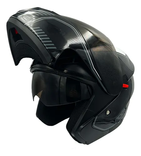 Foto 3 pulgar | Casco para Motociclista Edge Grande Negro Abatible