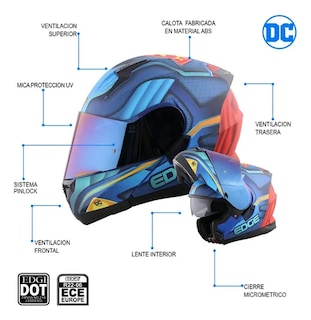 Foto 3 | Casco Abatible Edge Superman Dccertificado Dot Y Ece Moto