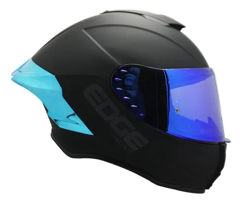 Foto 4 pulgar | Casco Para Moto Integral Edge Negro Y Azul Dot/ece
