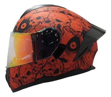 Foto 1 | Casco Para Moto Abatible Rojo Dot/ece Con Luz Led