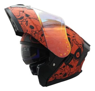 Foto 3 | Casco Para Moto Abatible Rojo Dot/ece Con Luz Led