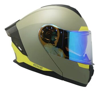Foto 3 | Casco Para Moto Verde Abatible Edge Dot/ece Luz Led Doble Visor