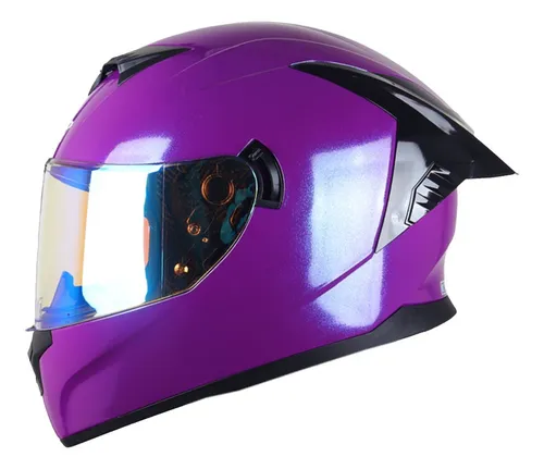 Foto 2 pulgar | Casco Para Moto Integral Morado Brilloso Edge Dot