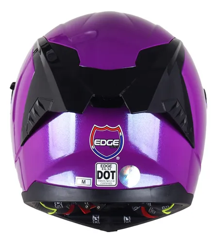 Foto 4 pulgar | Casco Para Moto Integral Morado Brilloso Edge Dot