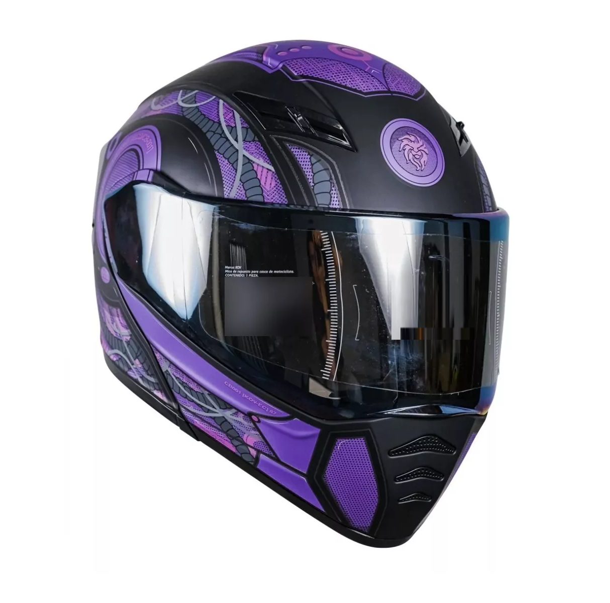 Casco Con Luz Led Stelar Gafas Dot + Regalo Cyborg Morado Negro Mate Talla Mediana