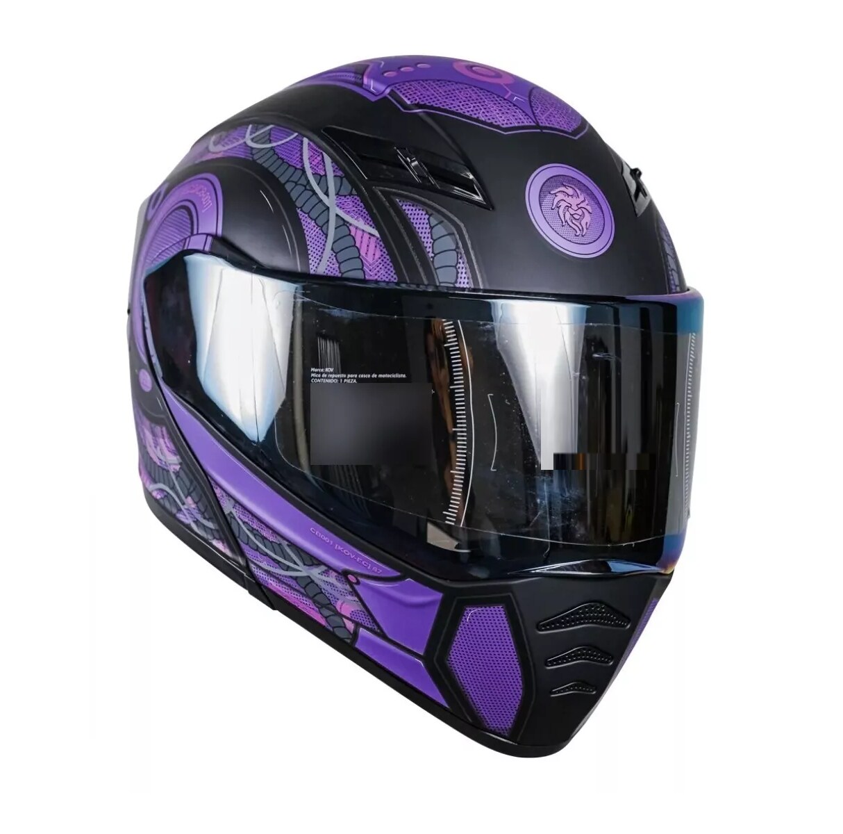 Casco Con Luz Led Stelar Gafas Dot + Regalo Cyborg Morado Negro Mate Talla M $2,509