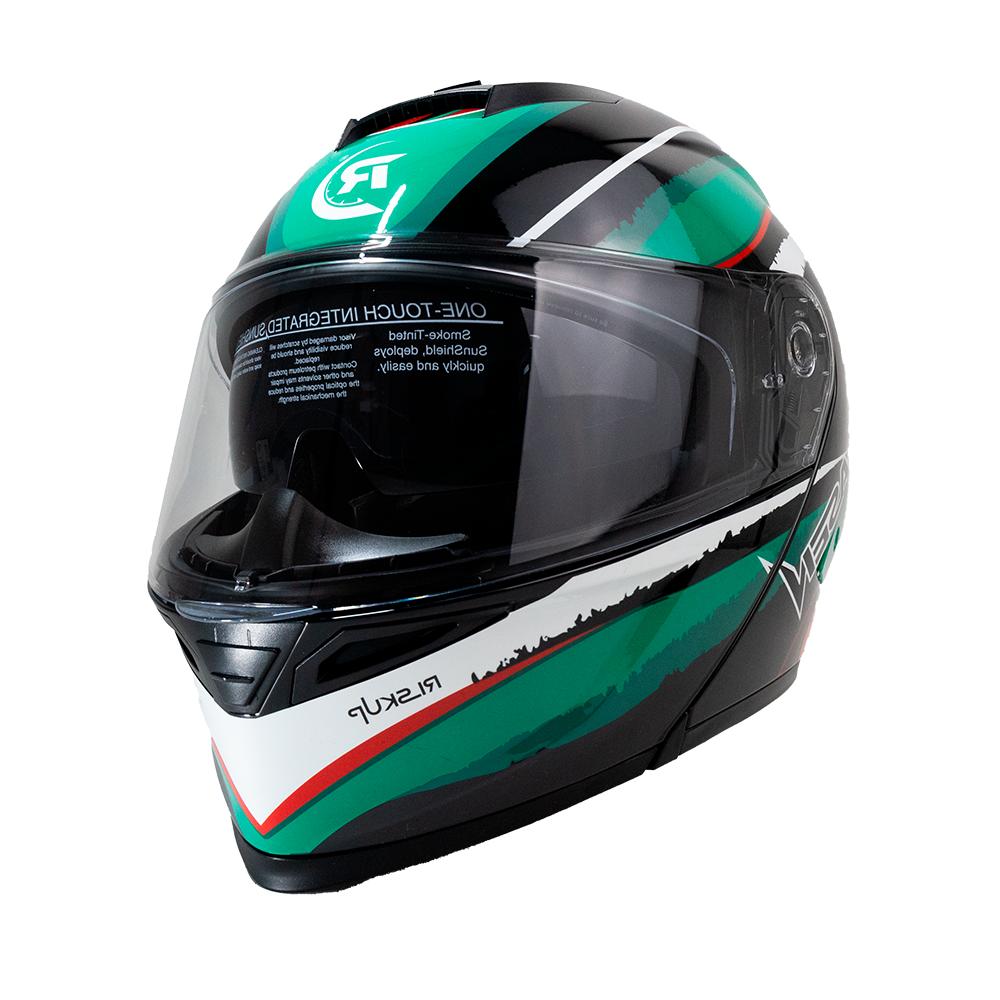 Foto 2 | Casco Abatible Para Moto Rasen, Verde Y Negro Con Lentes Certificación Dot Verde