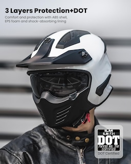 Foto 4 | Casco para Motociclista ILM Extragrande Blanco Open Face 3/4 - Venta Internacional