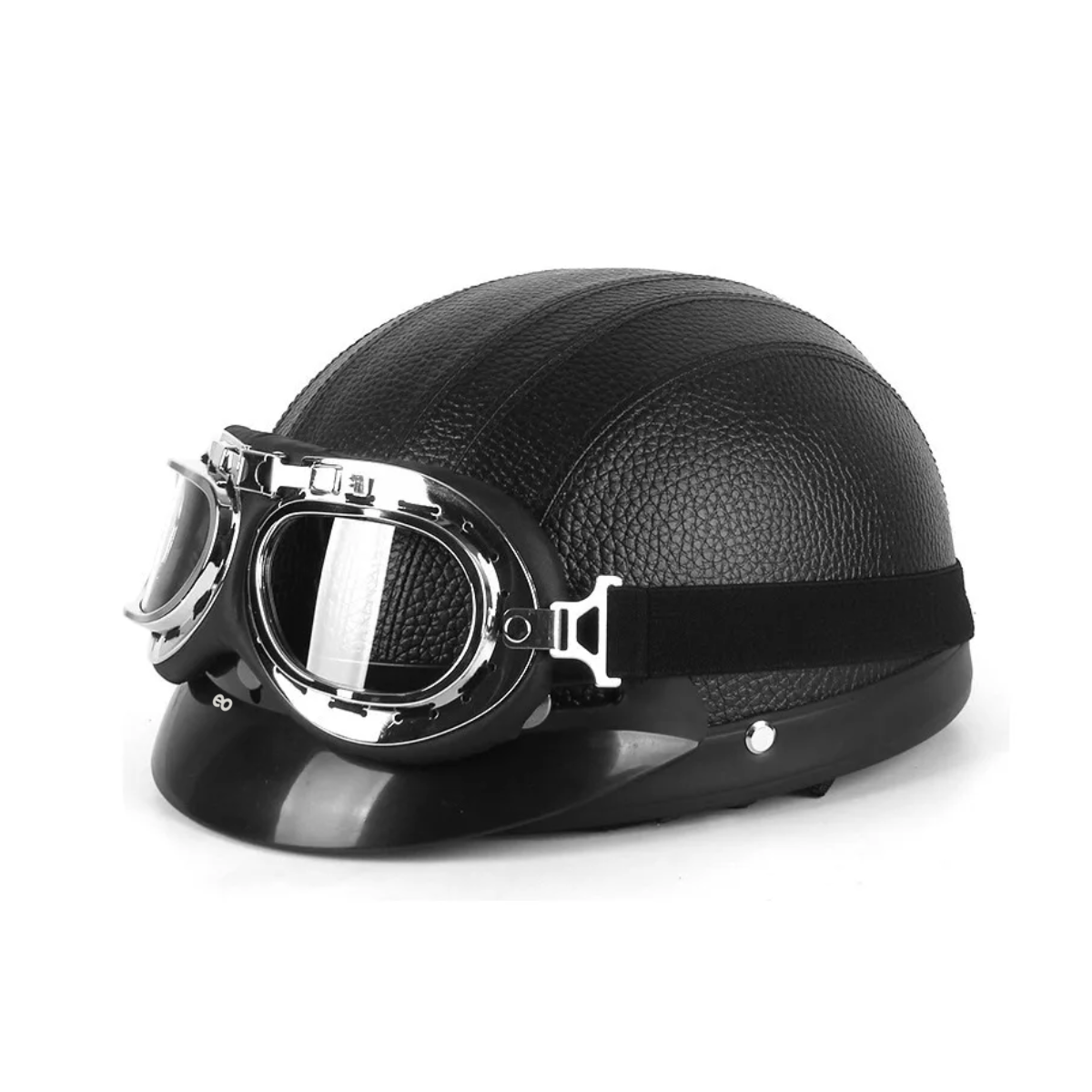 Foto 2 pulgar | Casco Vintage Para Moto Con Gogles Eo Safe Imports Esi-19097 Negro