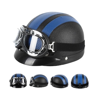 Foto 3 | Casco Para Moto Vintage Con Gogles Eo Safe Imports Esi-19095azul