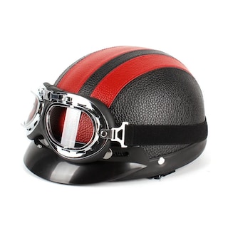 Foto 1 | Casco Para Moto Vintage Con Gogles Eo Safe Imports Esi-19098 Rojo