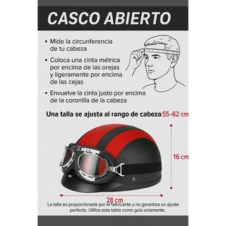 Foto 2 | Casco Para Moto Vintage Con Gogles Eo Safe Imports Esi-19098 Rojo