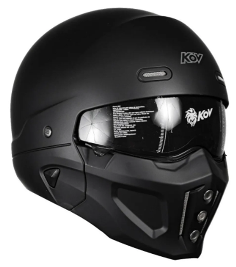 Foto 2 pulgar | Casco Abierto Para Moto Kov Spectrum Negro Con Mascara