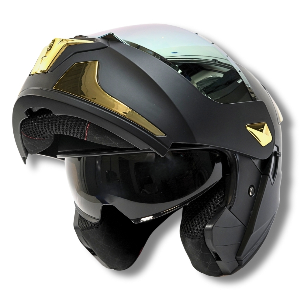 Foto 4 pulgar | Casco 2w Abatible Fury Negro Mate Con Led L