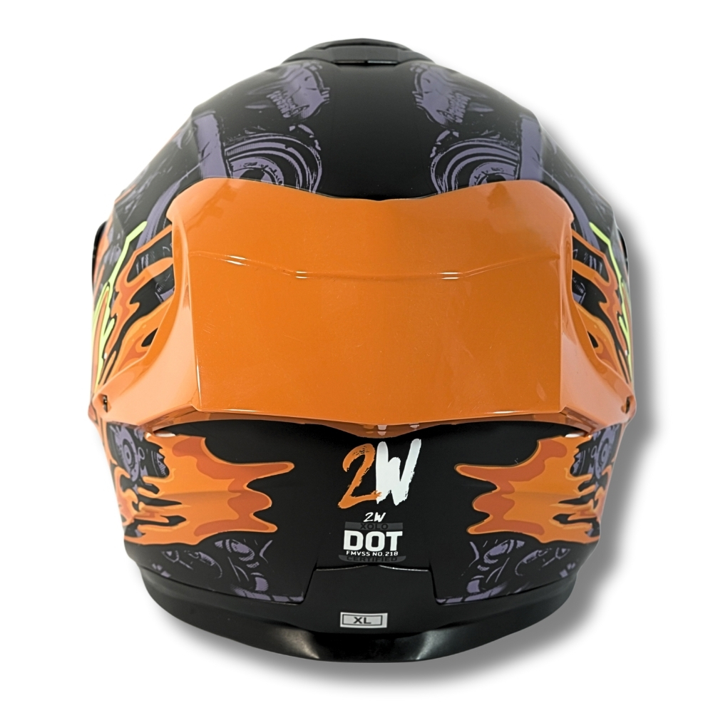 Foto 6 pulgar | Casco 2w Abatible Xolo Negro Naranja Xxl