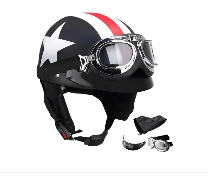 Foto 1 | Casco De Motocicleta Medio Abierto Con Gafas