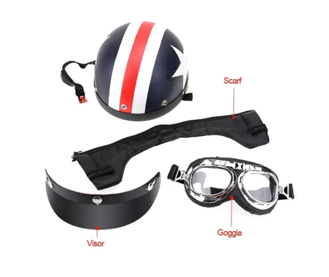 Foto 3 pulgar | Casco De Motocicleta Medio Abierto Con Gafas
