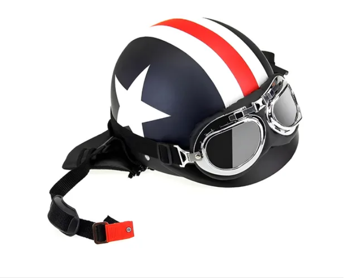 Foto 4 pulgar | Casco De Motocicleta Medio Abierto Con Gafas