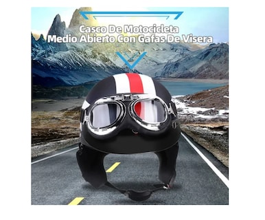 Foto 4 | Casco De Motocicleta Medio Abierto Con Gafas
