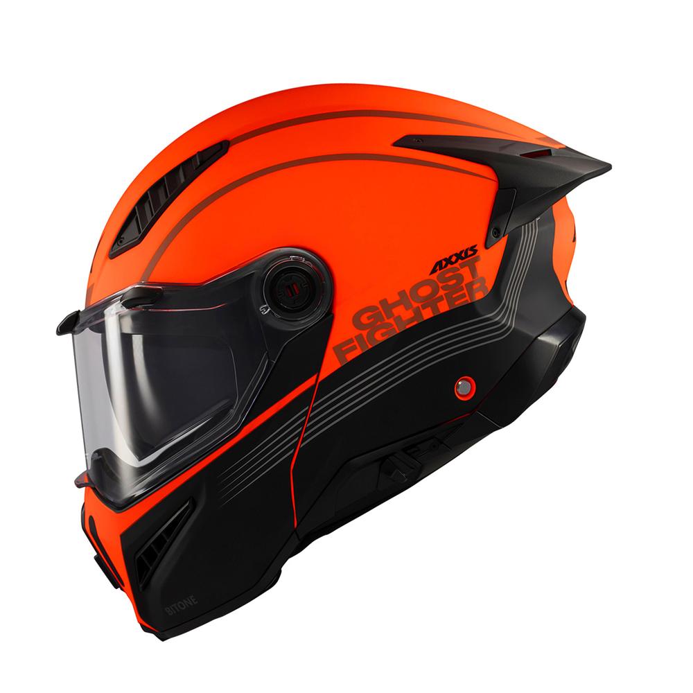 Foto 2 pulgar | Casco Moto Abatible Axxis Lentes Certificado Naranja Talla M Naranja