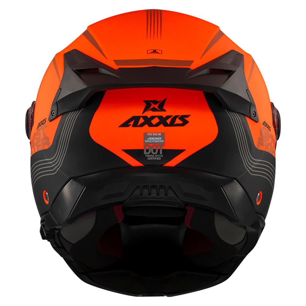 Foto 5 pulgar | Casco Moto Abatible Axxis Lentes Certificado Naranja Talla M Naranja