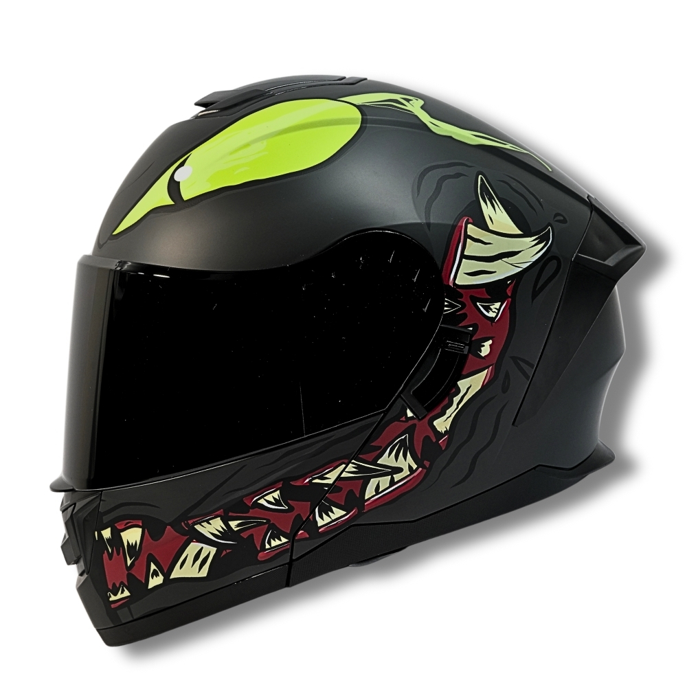Foto 5 pulgar | Casco 2w Abatible Monster Negro Mate Xl