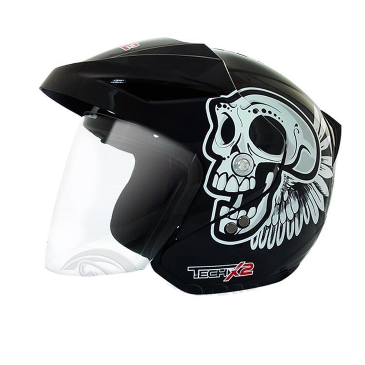 Casco Techx2 Tx-707 color Negro Mate Diseño Catrina Talla M