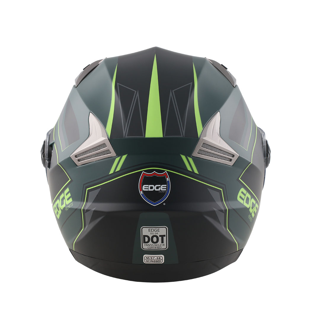 Foto 4 pulgar | Casco Semi Integral Edge Helmets Oficial T-Rox color Verde Certificación Dot Talla M
