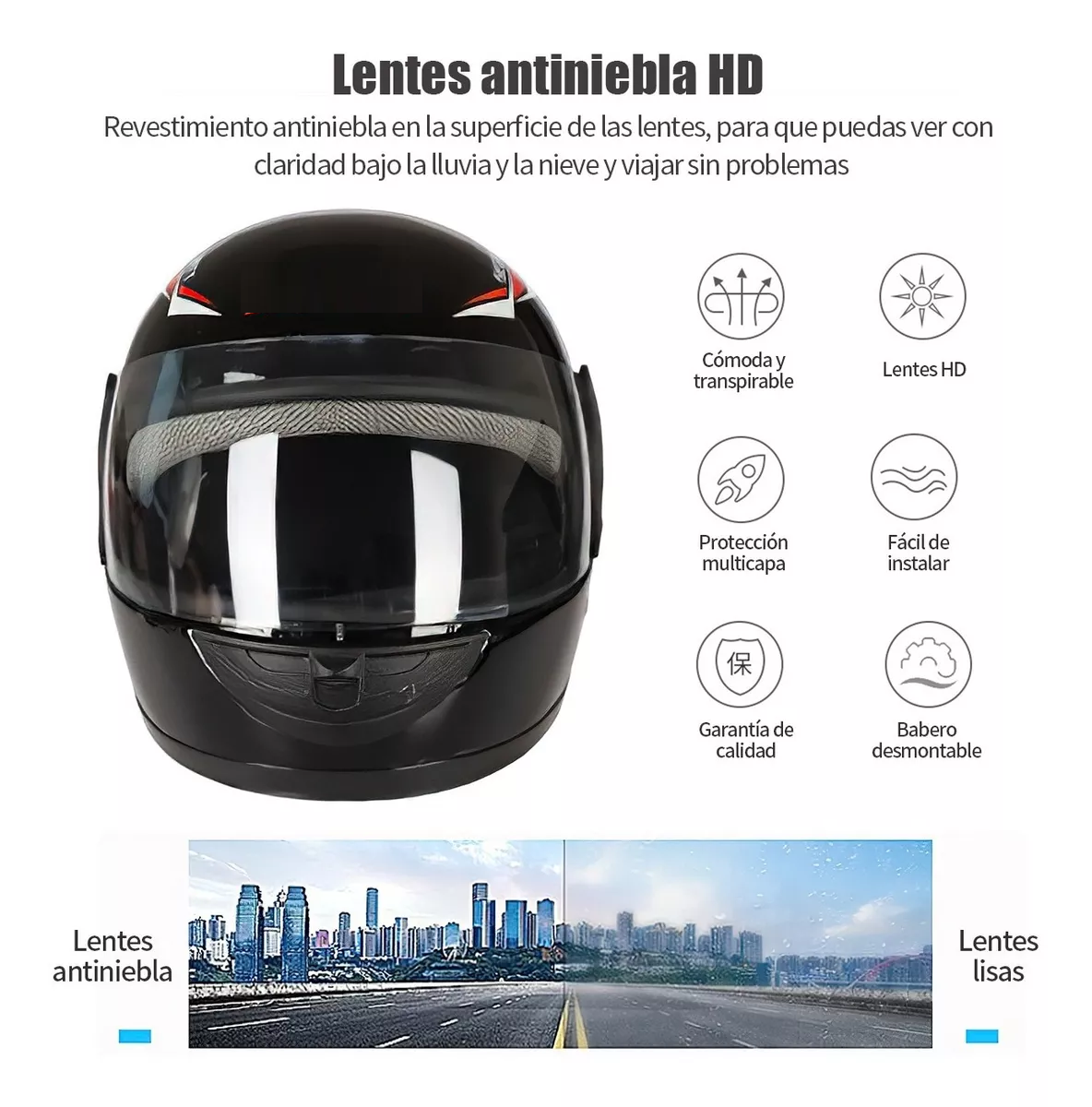 Foto 3 pulgar | Casco Moto Abatible Eo Safe Imports Esi-8976 Negro Brillante con Bufanda