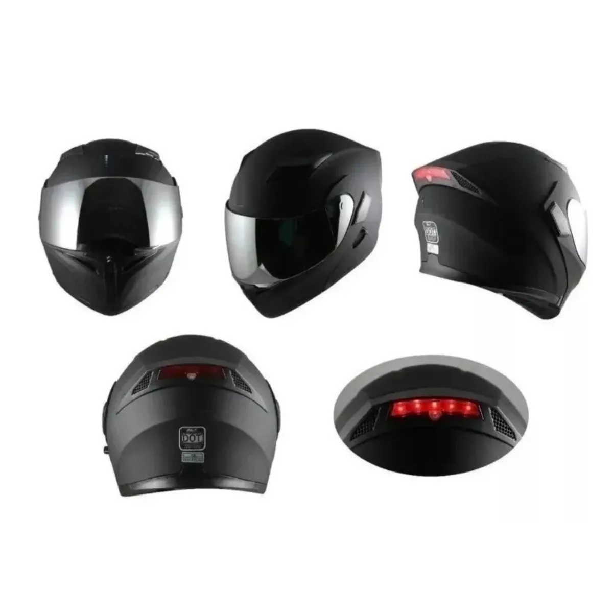 Foto 3 pulgar | Casco Abatible de Moto Eo Safe Imports ESI-8958 Negro Luz Led Talla M