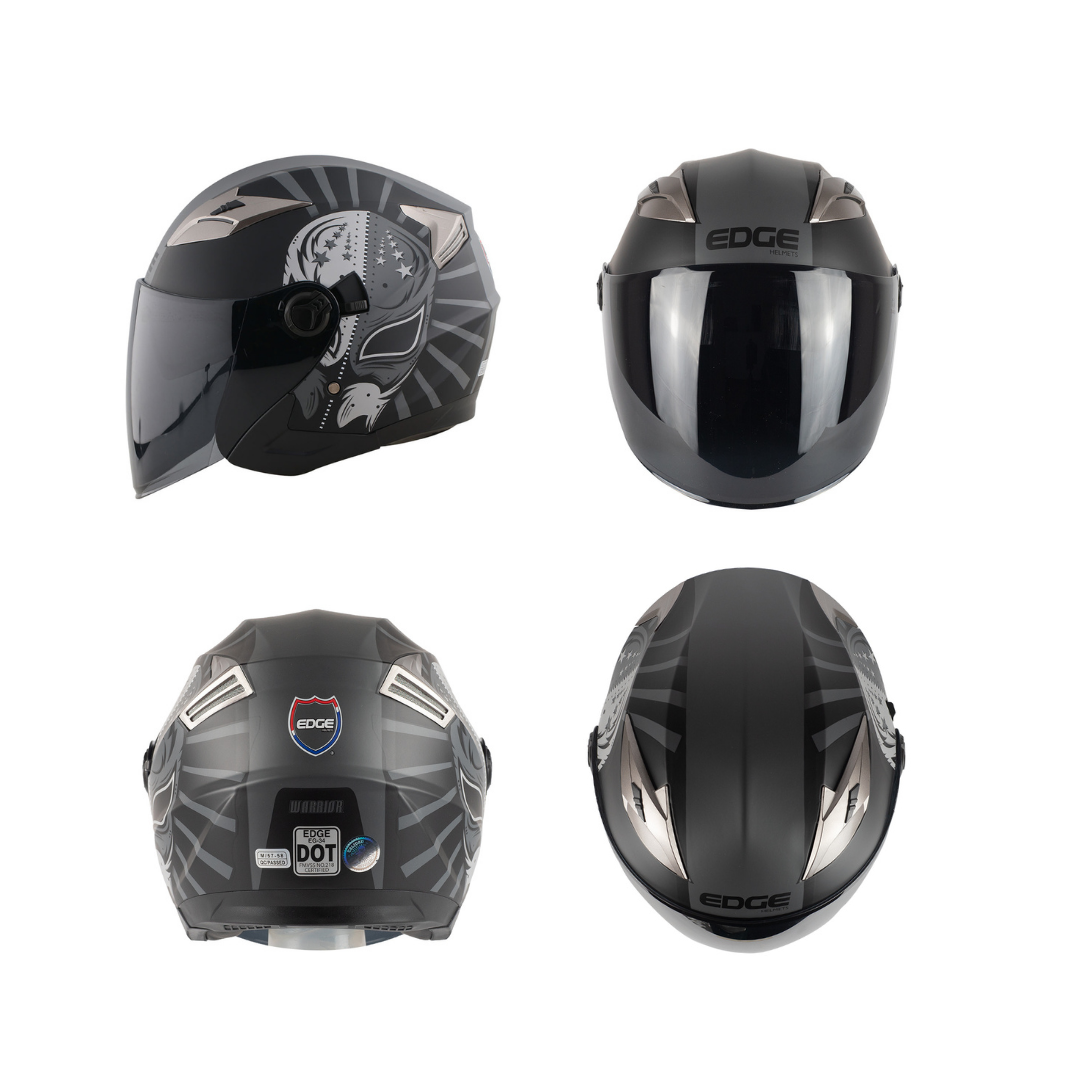 Foto 2 pulgar | Casco Gris Semi Integral Edge Helmets Oficial Warrior Certificación Dot Talla M