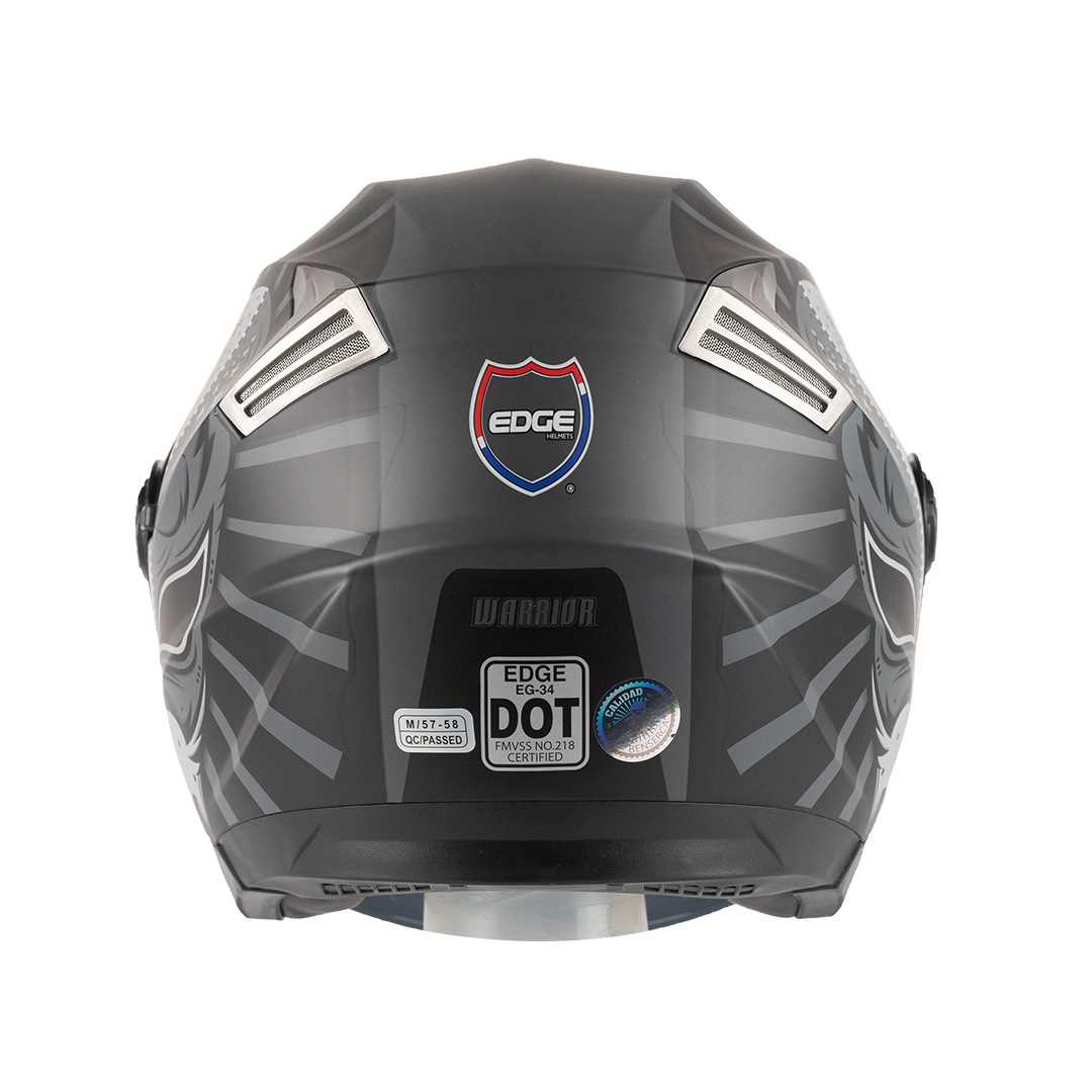 Foto 6 pulgar | Casco Gris Semi Integral Edge Helmets Oficial Warrior Certificación Dot Talla M
