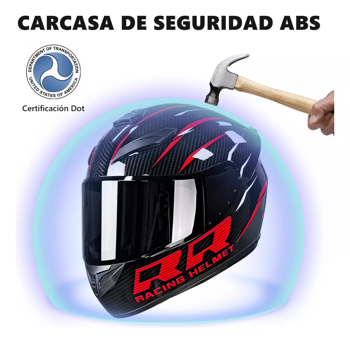 Foto 3 pulgar | Casco para Motocicleta con Visor Abatible Certificación Dot Eo Safe Imports Esi-12129 Multicolor